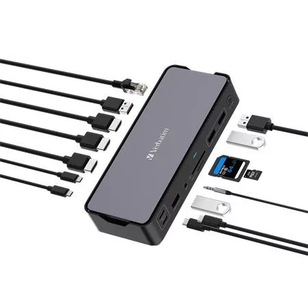 Dokkoló, 15 port, USB-C host, VERBATIM "USB-C Pro CDS-15"