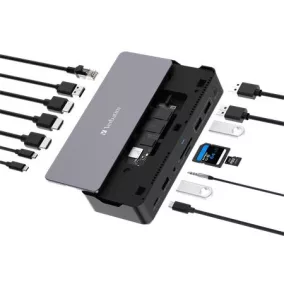   Dokkoló, 15 port, USB-C host, 256GB SSD meghajtóval, VERBATIM "USB-C Pro CDS-15SSD"