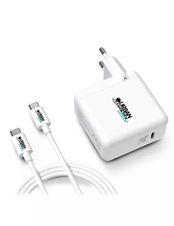 Hálózati töltő, 1xUSB-C (65W), USB-C–USB-C kábel, URBAN FACTORY