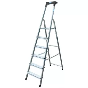   Állólétra, 6 lépcsőfokos, alumínium, KRAUSE "Safety"