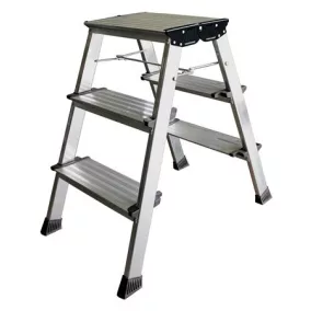   Fellépő, 3 lépcsőfokos, alumínium, KRAUSE "Treppo"