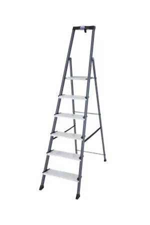 Állólétra, 6 lépcsőfokos, eloxált, KRAUSE "Securo"