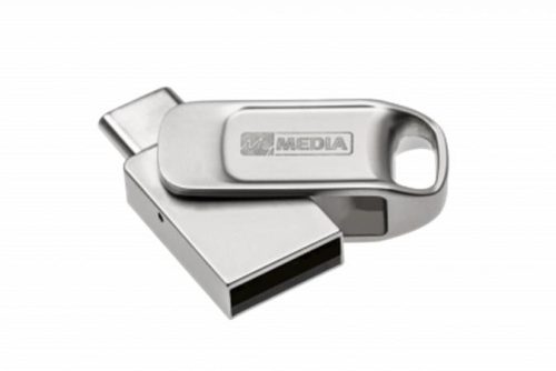 Pendrive, 32GB, USB 2.0 + USB-C, alumínium ház, MYMEDIA "Dual" (by VERBATIM)