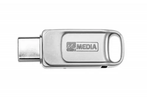 Pendrive, 32GB, USB 2.0 + USB-C, alumínium ház, MYMEDIA "Dual" (by VERBATIM)