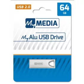   Pendrive, 64GB, USB 2.0, alumínium ház, MYMEDIA "Alu" (by VERBATIM)