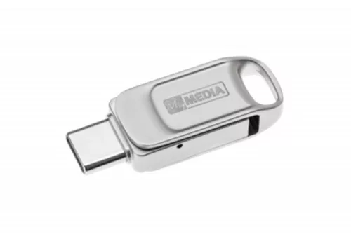 Pendrive, 64GB, USB 2.0 + USB-C, alumínium ház, MYMEDIA "Dual" (by VERBATIM)