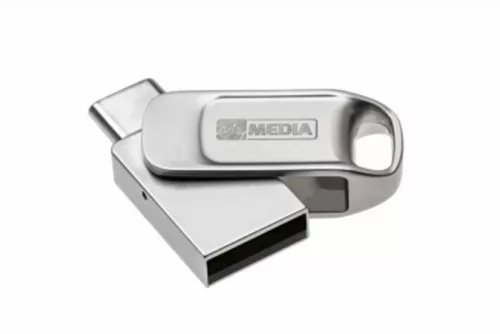 Pendrive, 64GB, USB 2.0 + USB-C, alumínium ház, MYMEDIA "Dual" (by VERBATIM)