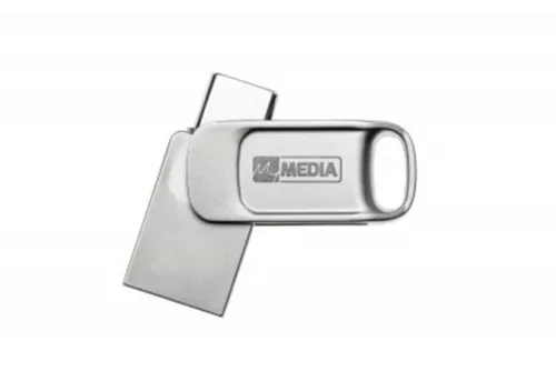 Pendrive, 64GB, USB 2.0 + USB-C, alumínium ház, MYMEDIA "Dual" (by VERBATIM)