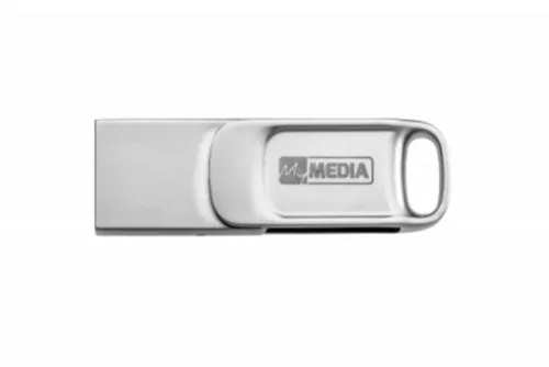 Pendrive, 64GB, USB 2.0 + USB-C, alumínium ház, MYMEDIA "Dual" (by VERBATIM)