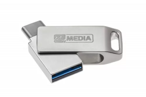 Pendrive, 32GB, USB 3.2 Gen1 + USB-C, alumínium ház, MYMEDIA "Dual" (by VERBATIM)