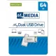 Pendrive, 64GB, USB 3.2 Gen1 + USB-C, alumínium ház, MYMEDIA "Dual" (by VERBATIM)