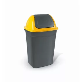   Planet Billenőfedeles szemetes kuka, butterfly, műanyag, antracit-sárga, 50 L