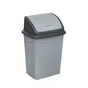   Planet Billenőfedeles szemetes kuka, műanyag, szürke/antracit, 50 L