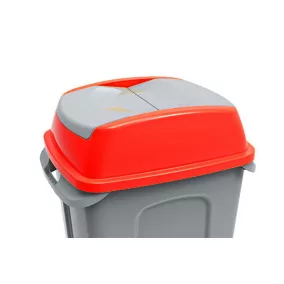   Planet Hippo hulladékgyűjtő szemetes fedél, műanyag, piros, 50L