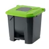 Planet Szelektív hulladékgyűjtő konténer, műanyag, pedálos, antracit/zöld, 30L