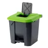 Planet Szelektív hulladékgyűjtő konténer, műanyag, pedálos, antracit/zöld, 30L