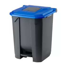   Planet Szelektív hulladékgyűjtő konténer, műanyag, pedálos, antracit, kék, 50L
