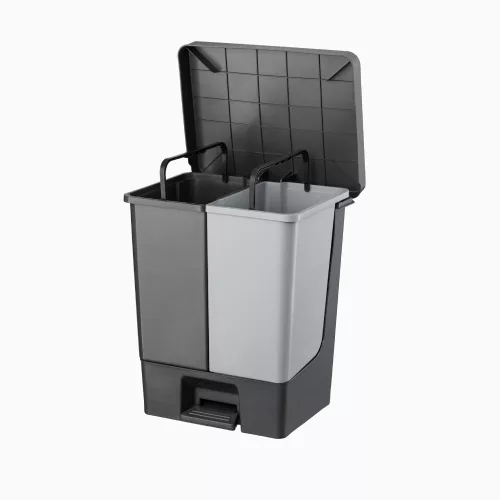 Planet Pedálos szemetes kuka DUO, osztott, műanyag, ECO antracit, 50L