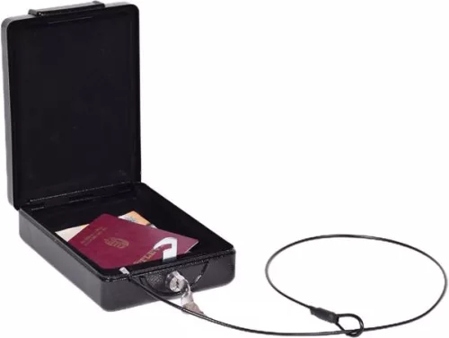 Értéktároló, mobil, 1,1 l, 70x160x220 mm, KINGSAFE "Car Safe"