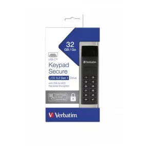   Pendrive, 32GB,USB-C (USB 3.2), titkosítás, 160/130Mb/s, VERBATIM "Keypad Secure"
