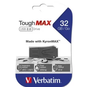  Pendrive, 32GB, USB 2.0, extra ellenálló, VERBATIM "ToughMAX", fekete