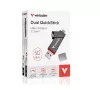 Pendrive, 512GB, USB-A/C 3.2 Gen1, VERBATIM "Dual QuickStick", fekete