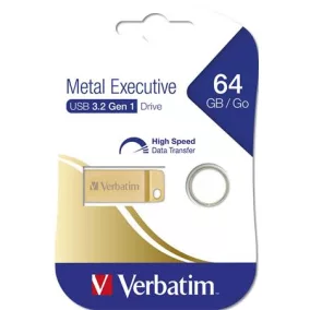   Pendrive, 64GB, USB 3.2, VERBATIM "Executive Metal", arany