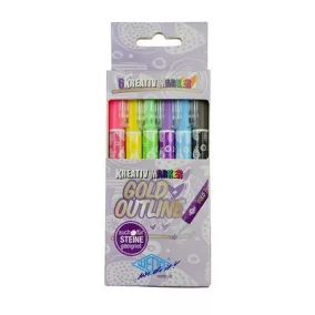   Filctoll készlet, 1-2 mm, metál arany, WEDO, 6 különböző színű kontúrral