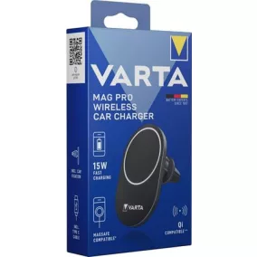   Autós tartó és töltő, Qi/USB-C PD, 15W, VARTA "Mag Pro"