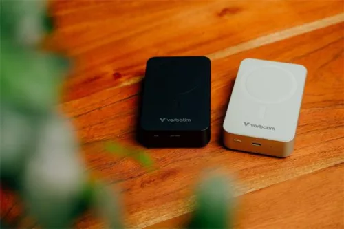Power bank, mágneses (vezeték nélküli), 20.000mAh, VERBATIM "Charge n Go Essentials", zöld