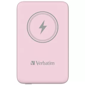   Power bank, mágneses (vezeték nélküli), 10.000mAh, VERBATIM "MCP-10, rózsaszín