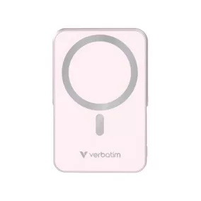  Power bank, mágneses (vezeték nélküli), 10.000mAh, VERBATIM "Charge n Go", rózsaszín