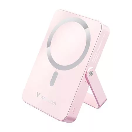 Power bank, mágneses (vezeték nélküli), 10.000mAh, VERBATIM "Charge n Go", rózsaszín
