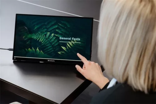 Hordozható monitor, érintőképernyő, 4K UHD felbontás, fém borítás, 15,6", VERBATIM "PMT-15-4K"