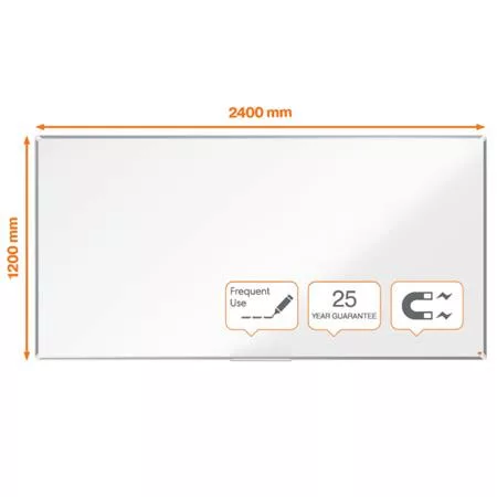 Fehértábla, zománcozott, mágneses, 240x120 cm, alumínium keret, Ecolabel, NOBO "Premium Plus"