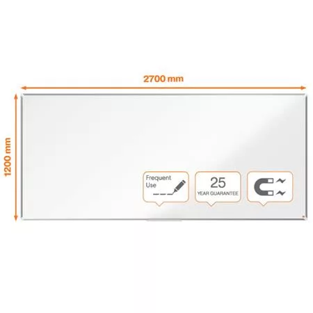 Fehértábla, zománcozott, mágneses, 270x120 cm, alumínium keret, Ecolabel, NOBO "Premium Plus"