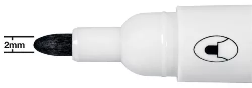 Táblamarker, kúpos hegyű, 2 mm, 10 db, NOBO "Glide", fekete