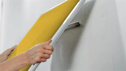 Textiltábla, széles képarány, 40"/89x50cm, alumínium keret, NOBO "Impression Pro", sárga