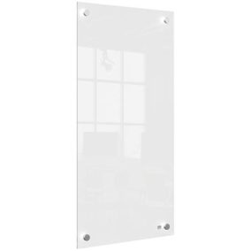   Üzenőtábla, üveg, fali, keskeny, 30x60 cm, NOBO "Home", fehér