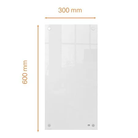 Üzenőtábla, üveg, fali, keskeny, 30x60 cm, NOBO "Home", fehér