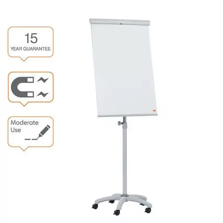 Flipchart tábla, mobil, mágneses felület, 68x100,5 cm, NOBO "Essentials", fehér