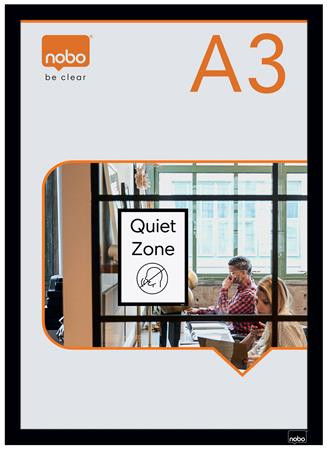 Posztertábla, fali, A3 méret, műanyag keret, 2 db, NOBO, fekete