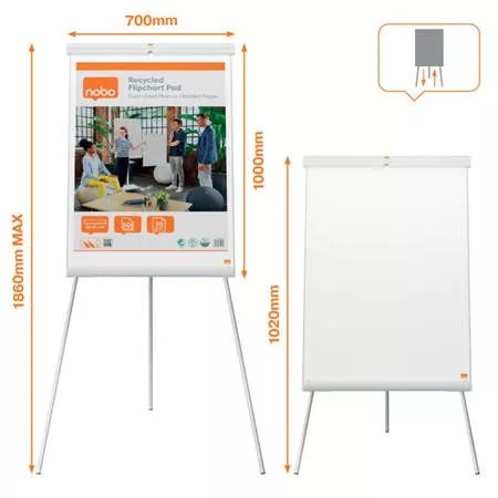 Flipchart tábla, mágneses felület, 70x100 cm, NOBO "Premium Plus", fehér