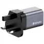   Hálózati töltő, 1xUSB-C PD (35W), USB-A QC 3.0, EU/UK/US, GaN, VERBATIM