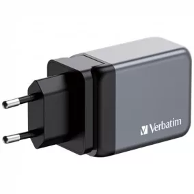   Hálózati töltő, 2xUSB-C PD (65W), USB-A QC 3.0, EU/UK/US, GaN, VERBATIM