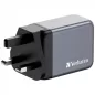   Hálózati töltő, 2xUSB-C PD (65W), USB-A QC 3.0, EU/UK/US, GaN, VERBATIM