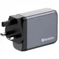   Hálózati töltő, 2xUSB-C PD (100W), USB-C PD (65W), USB-A QC 3.0, EU/UK/US, GaN, VERBATIM
