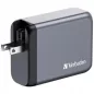   Hálózati töltő, 2xUSB-C PD (100W), USB-C PD (65W), USB-A QC 3.0, EU/UK/US, GaN, VERBATIM
