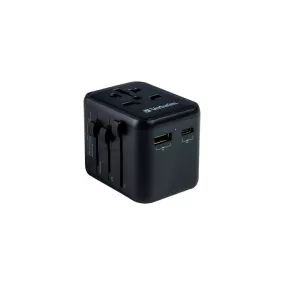   Utazóadapter, univerzális, USB-A(QC 3.0)/USB-C(PD20W)2xUSB, VERBATIM "UTA-02"