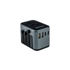   Utazóadapter, univerzális, USB-A(QC 3.0)/USB-C(PD30W)2xUSB, VERBATIM "UTA-03"